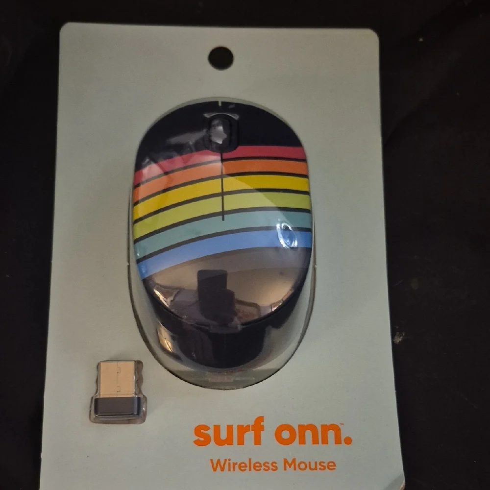 Surf Onn Wireless Mouse with Rainbow Stripes